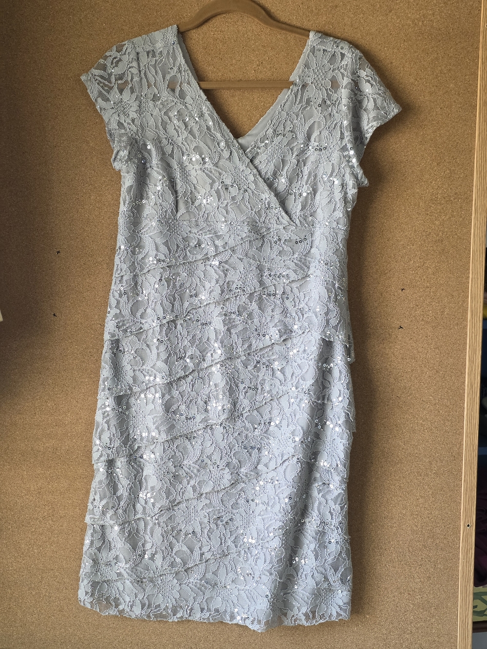 Scarlett Gray Sequin Lace Dress Size 14 Cocktail Evening Formal Event Dress
